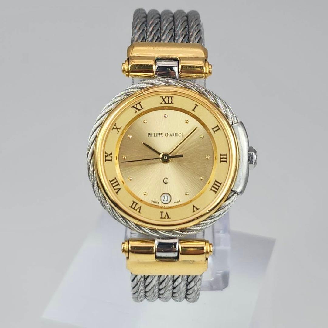 フィリップ・シャリオール ケルティック　ゴールド　金文字盤　腕時計　ローマン