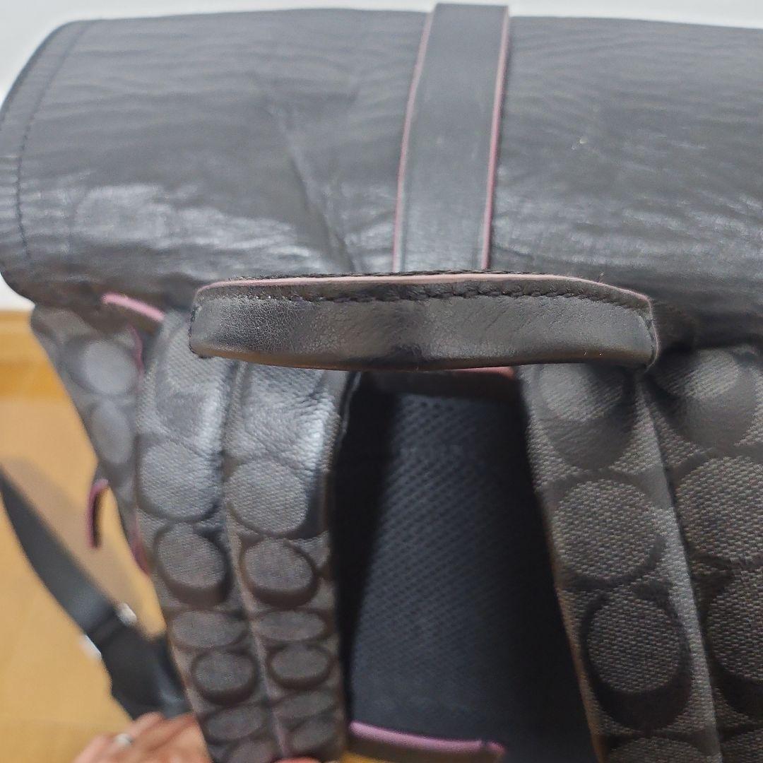 COACH 黒シグネチャー レザーバックパック