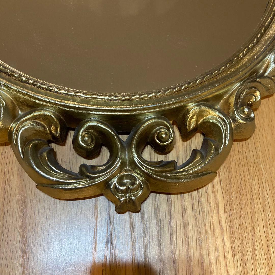 アンティーク　鏡　ゴールドフレーム　オーバル