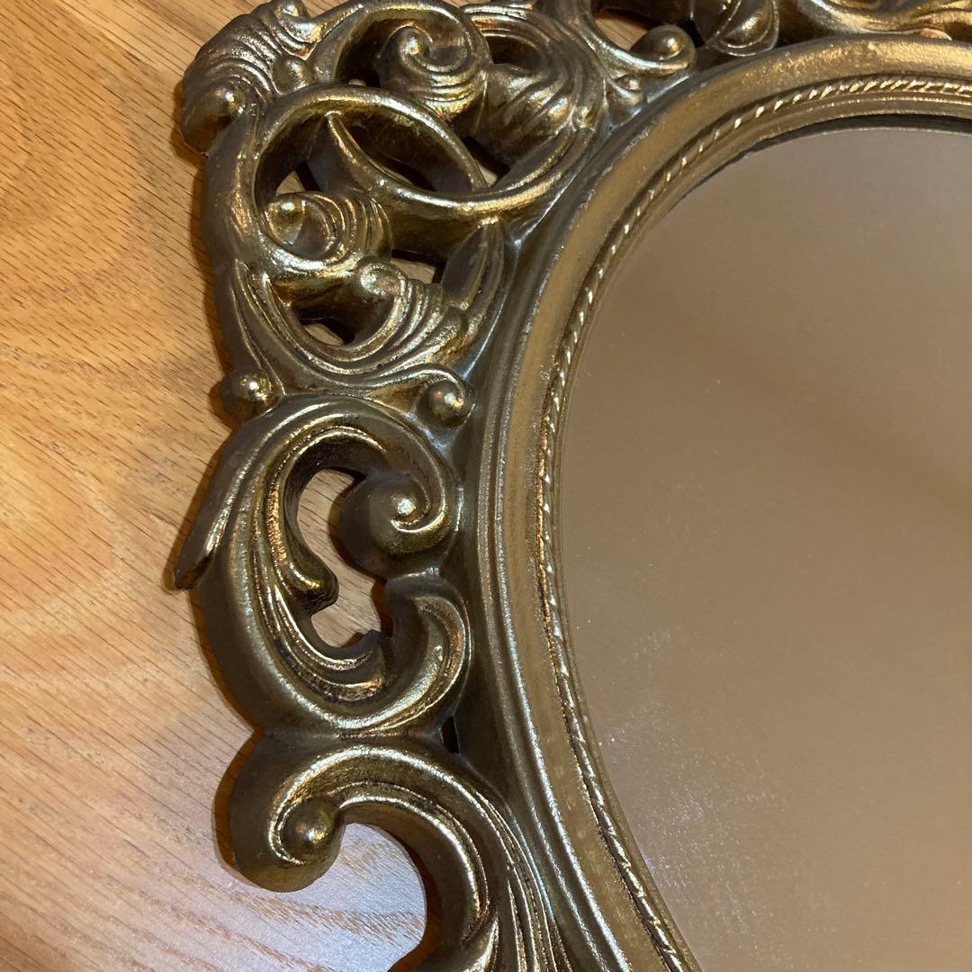 アンティーク　鏡　ゴールドフレーム　オーバル
