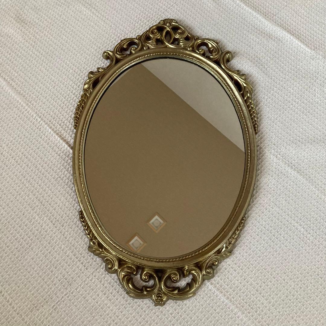 アンティーク　鏡　ゴールドフレーム　オーバル