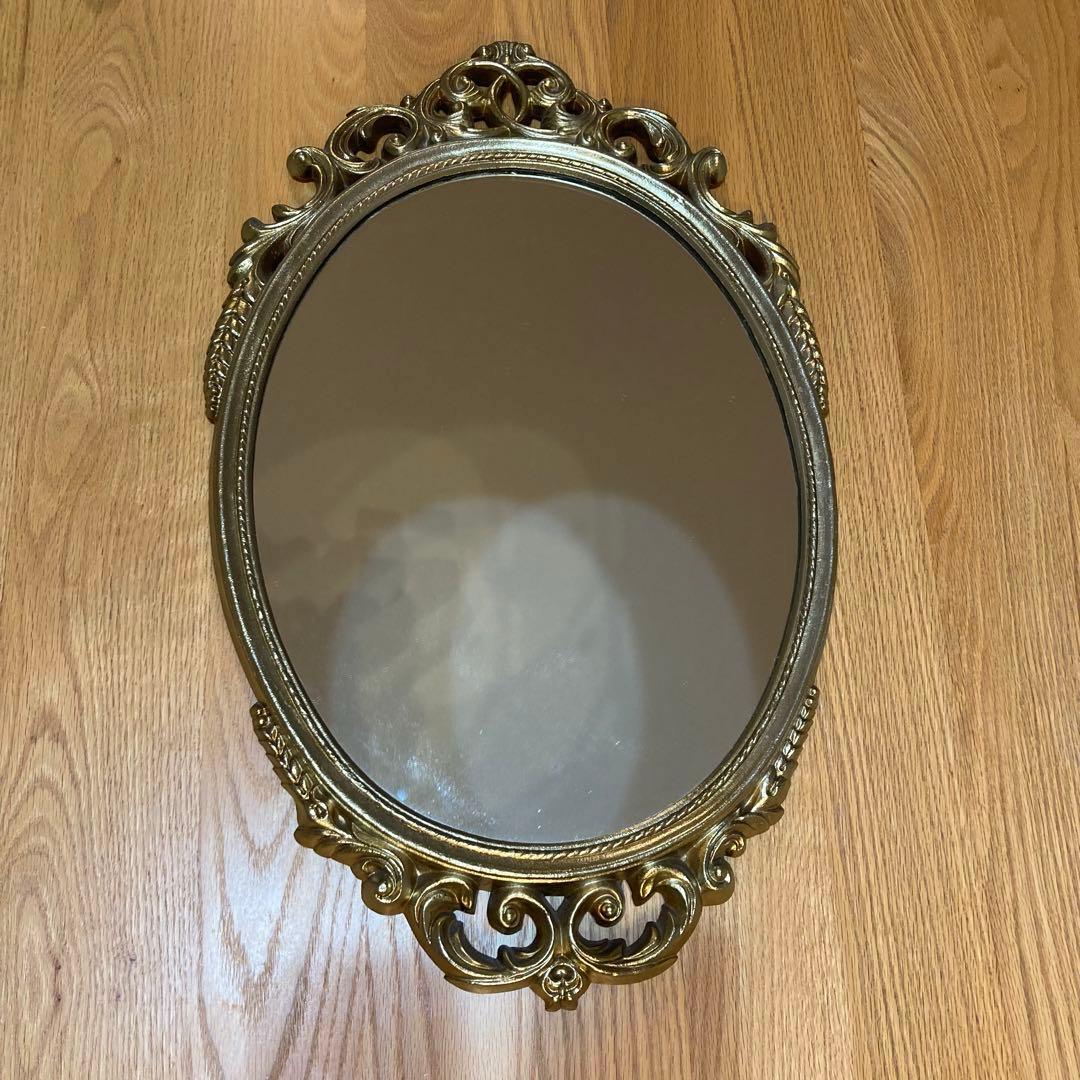 アンティーク　鏡　ゴールドフレーム　オーバル