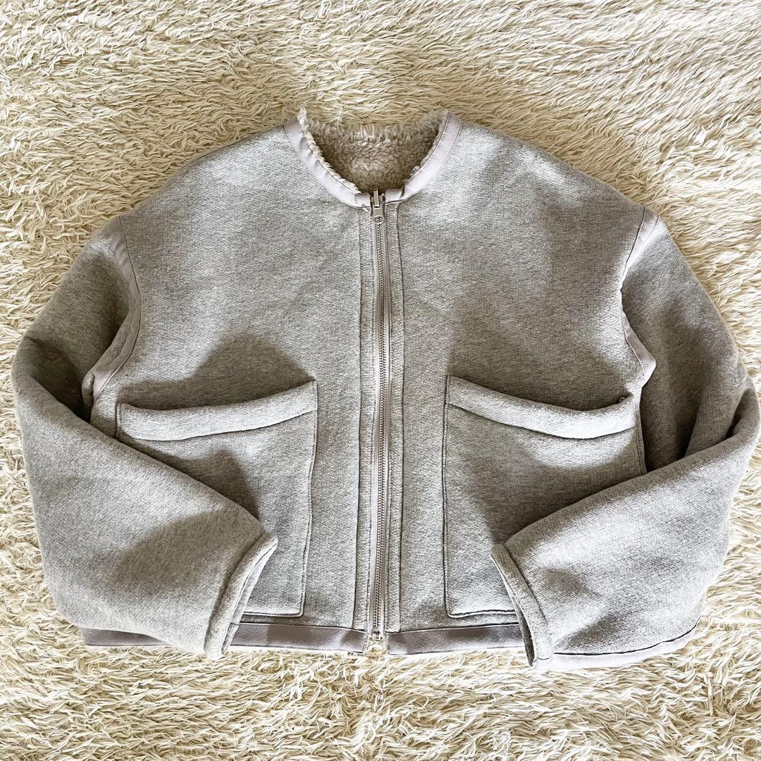 【美品】MACPHEE リバーシブル ボア&スウェットアウター グレー 36