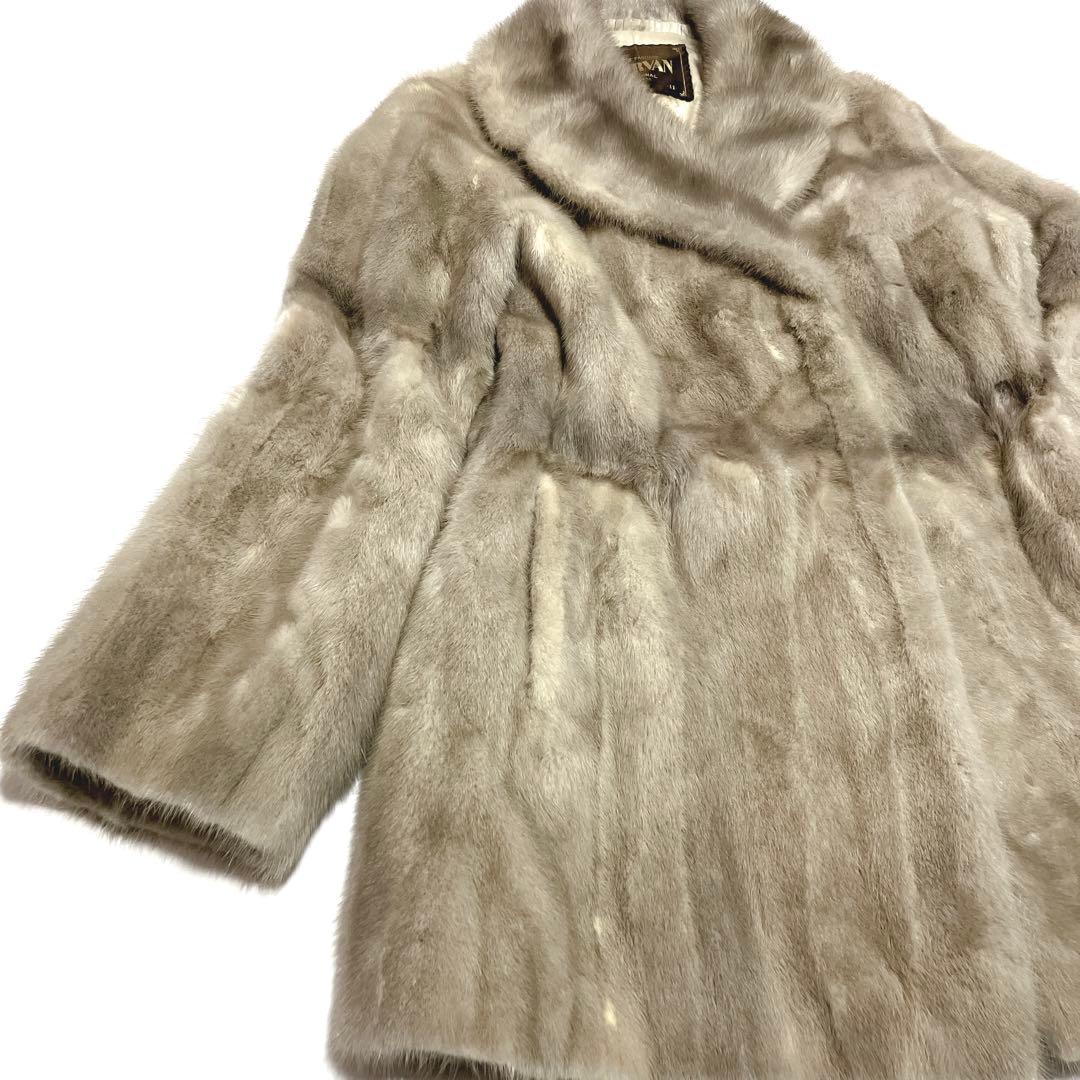 ✨美品✨FURVAN サファイアミンク　ライトグレー 毛皮コート ダブルブレスト
