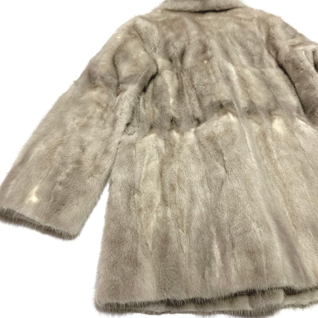 ✨美品✨FURVAN サファイアミンク　ライトグレー 毛皮コート ダブルブレスト