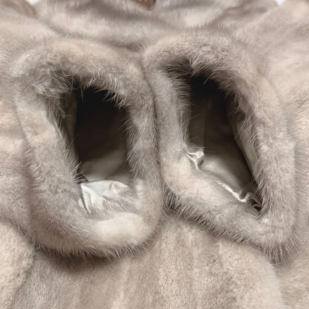 ✨美品✨FURVAN サファイアミンク　ライトグレー 毛皮コート ダブルブレスト