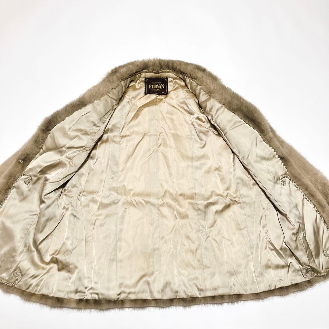 ✨美品✨FURVAN サファイアミンク　ライトグレー 毛皮コート ダブルブレスト