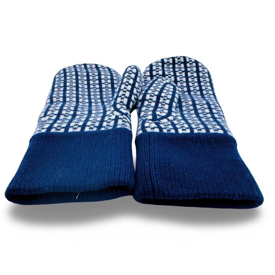 エルメス ホープ カシミヤ100％ ジャガード ニット ミトン　ネイビー　S