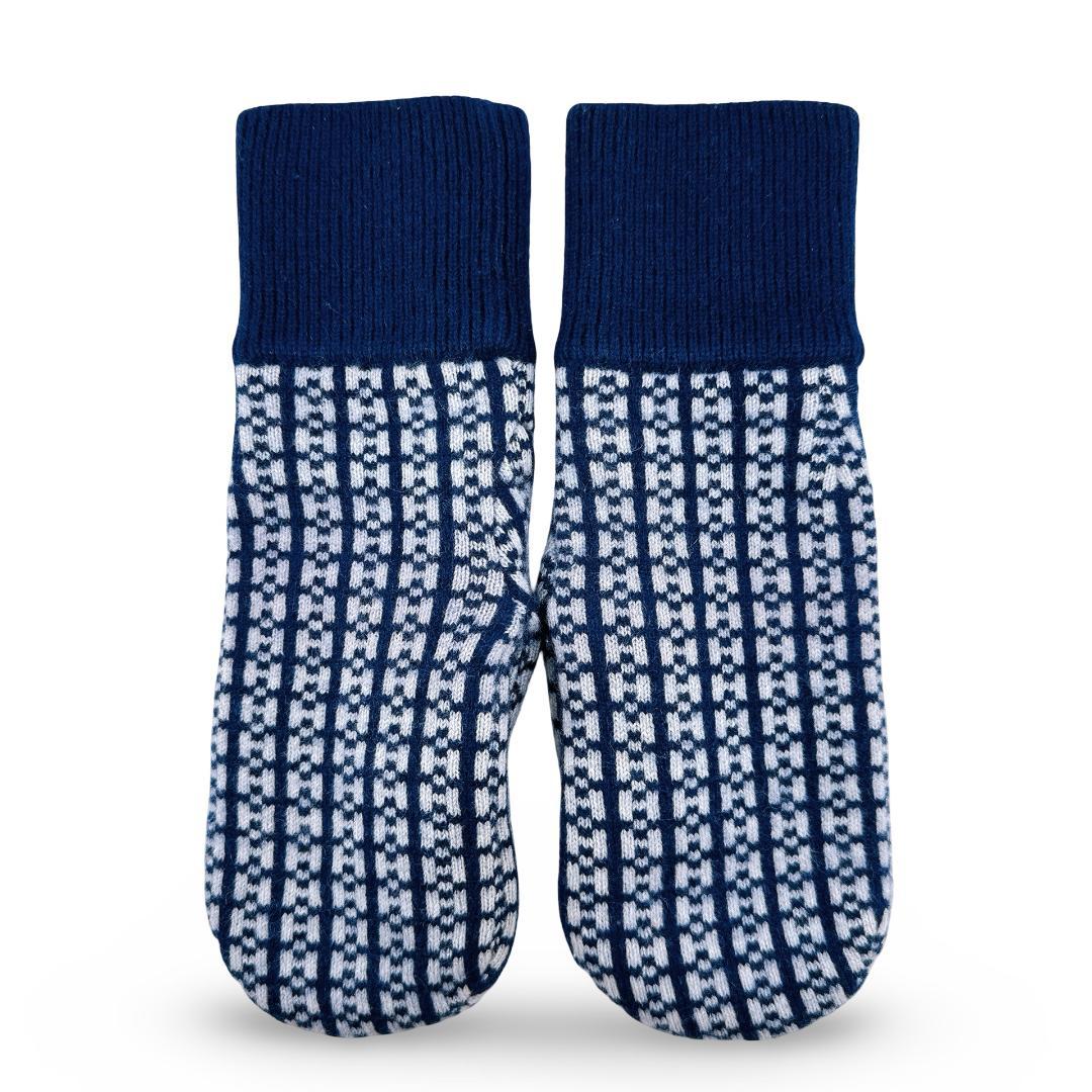 エルメス ホープ カシミヤ100％ ジャガード ニット ミトン　ネイビー　S