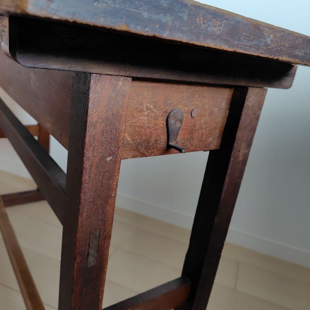 古家具　昔の木製勉強机　昭和レトロ　アンティーク