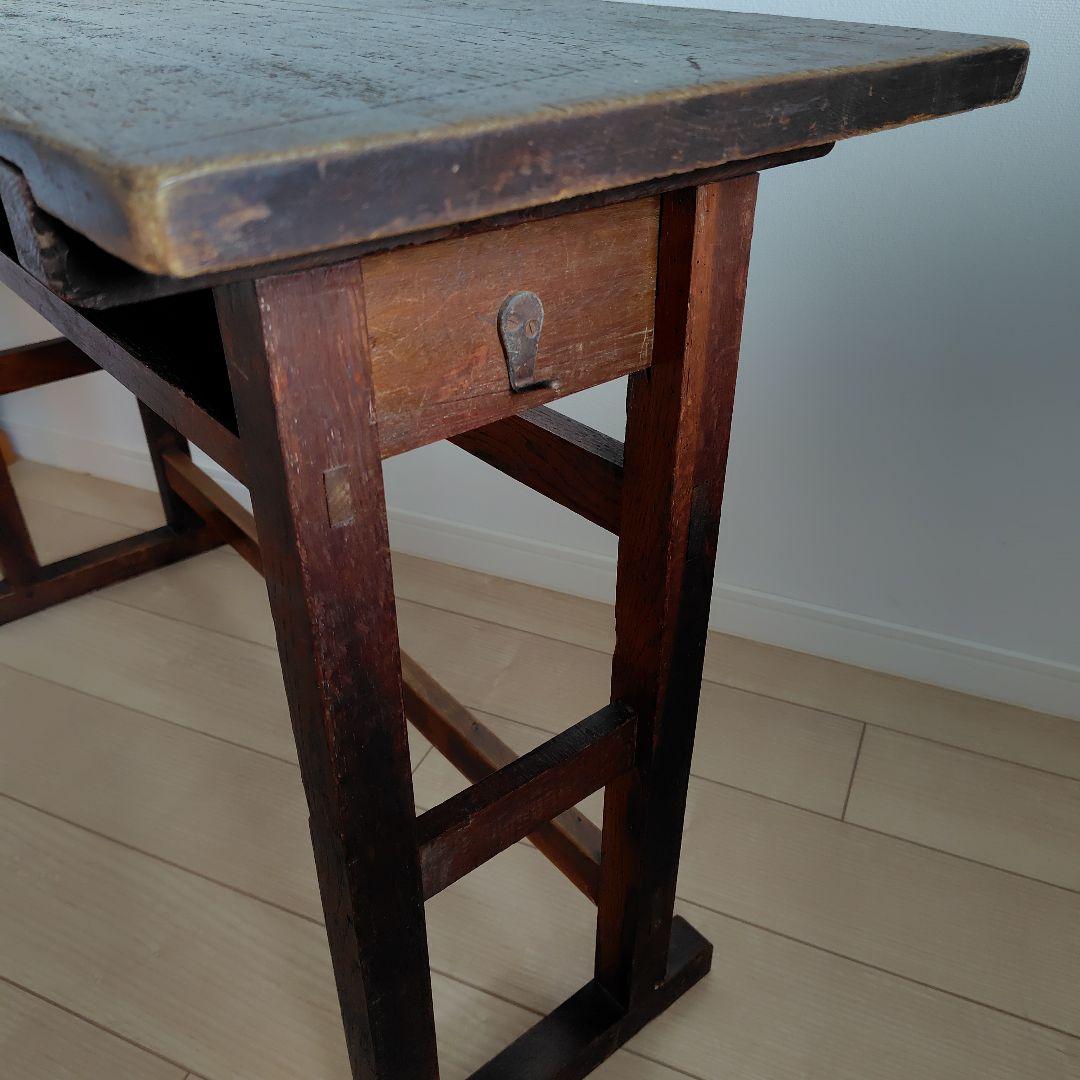 古家具　昔の木製勉強机　昭和レトロ　アンティーク