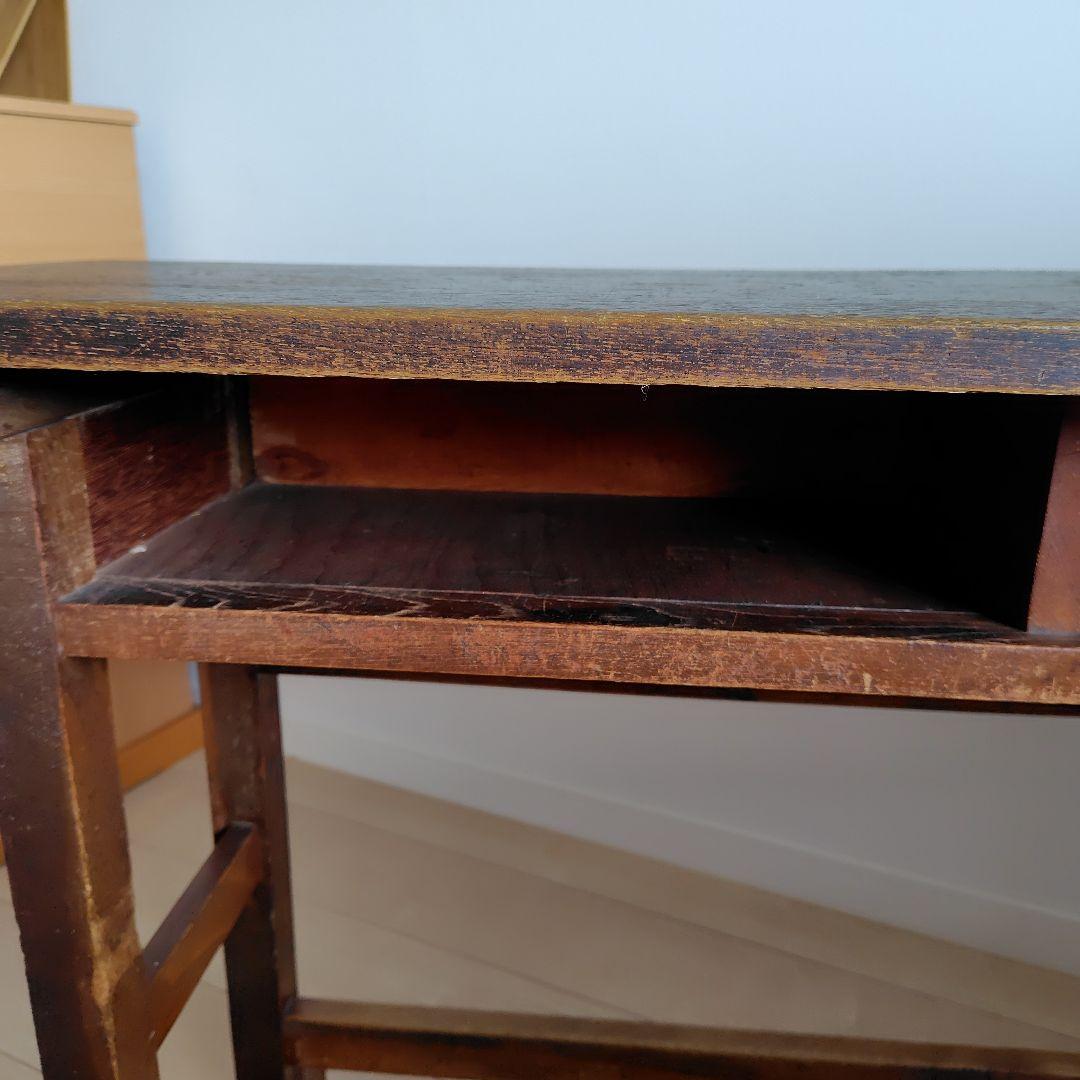 古家具　昔の木製勉強机　昭和レトロ　アンティーク