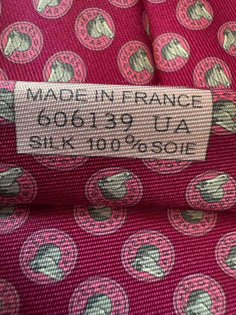 【HERMES】エルメス　ネクタイ　ピンク　馬柄 高級シルク100%