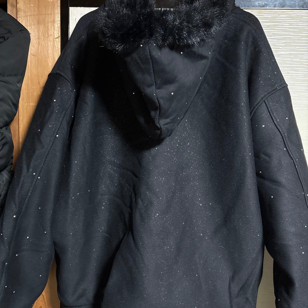 トップス andwang Kirakira 2way fur zip up (black)