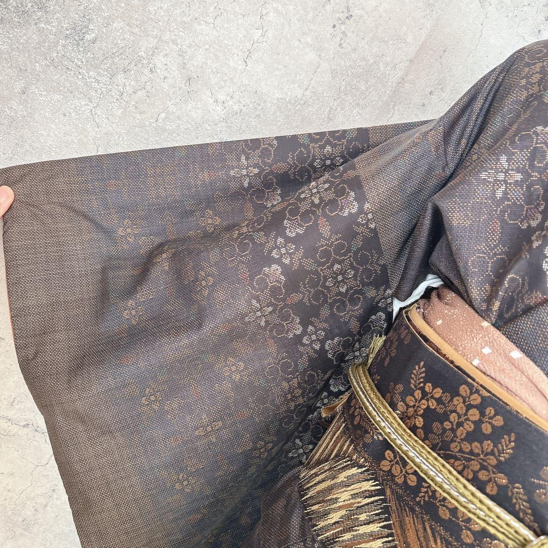 大島紬　小紋　フルセット　着物　正絹　泥染め　パールトーン加工　かっこいい