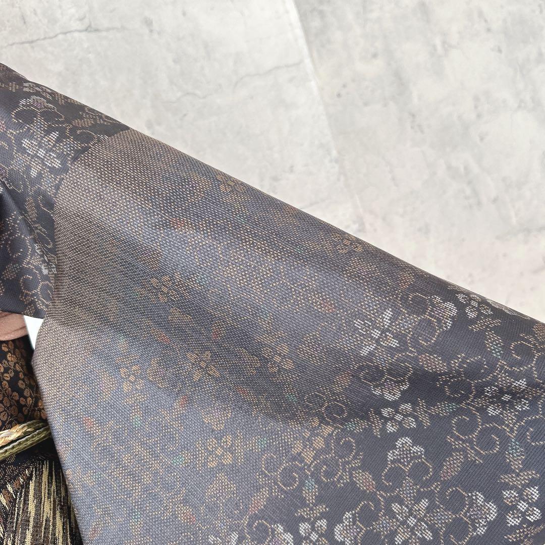 大島紬　小紋　フルセット　着物　正絹　泥染め　パールトーン加工　かっこいい