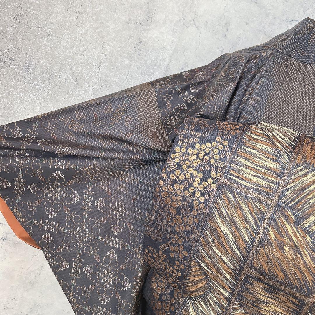 大島紬　小紋　フルセット　着物　正絹　泥染め　パールトーン加工　かっこいい