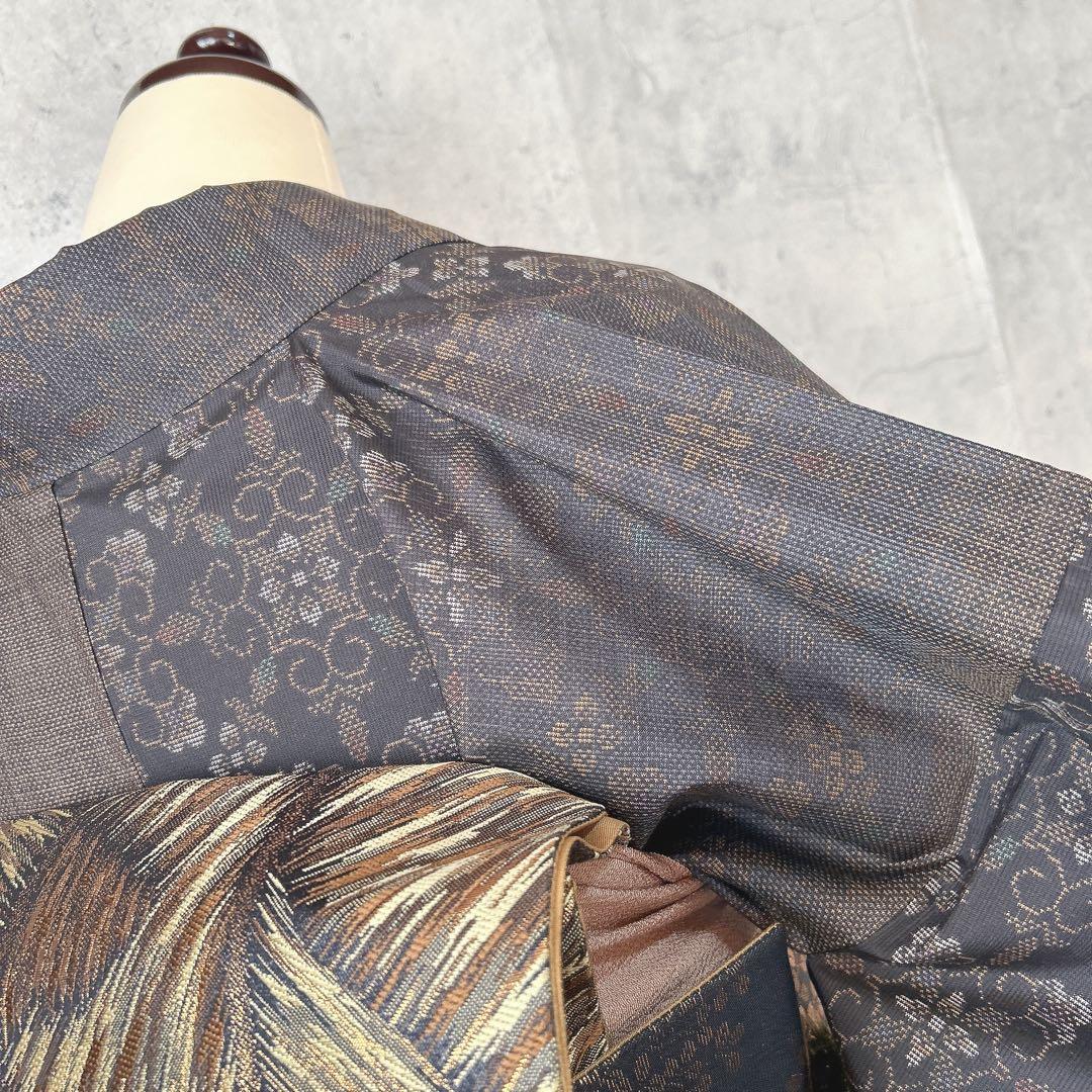 大島紬　小紋　フルセット　着物　正絹　泥染め　パールトーン加工　かっこいい