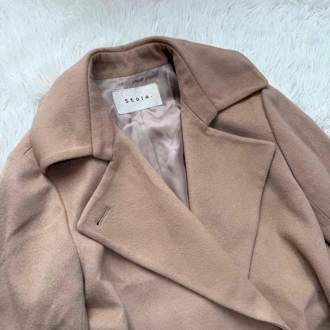 極美品カシミヤ100% stola. ベルテッドコート　女優襟　イタリア製