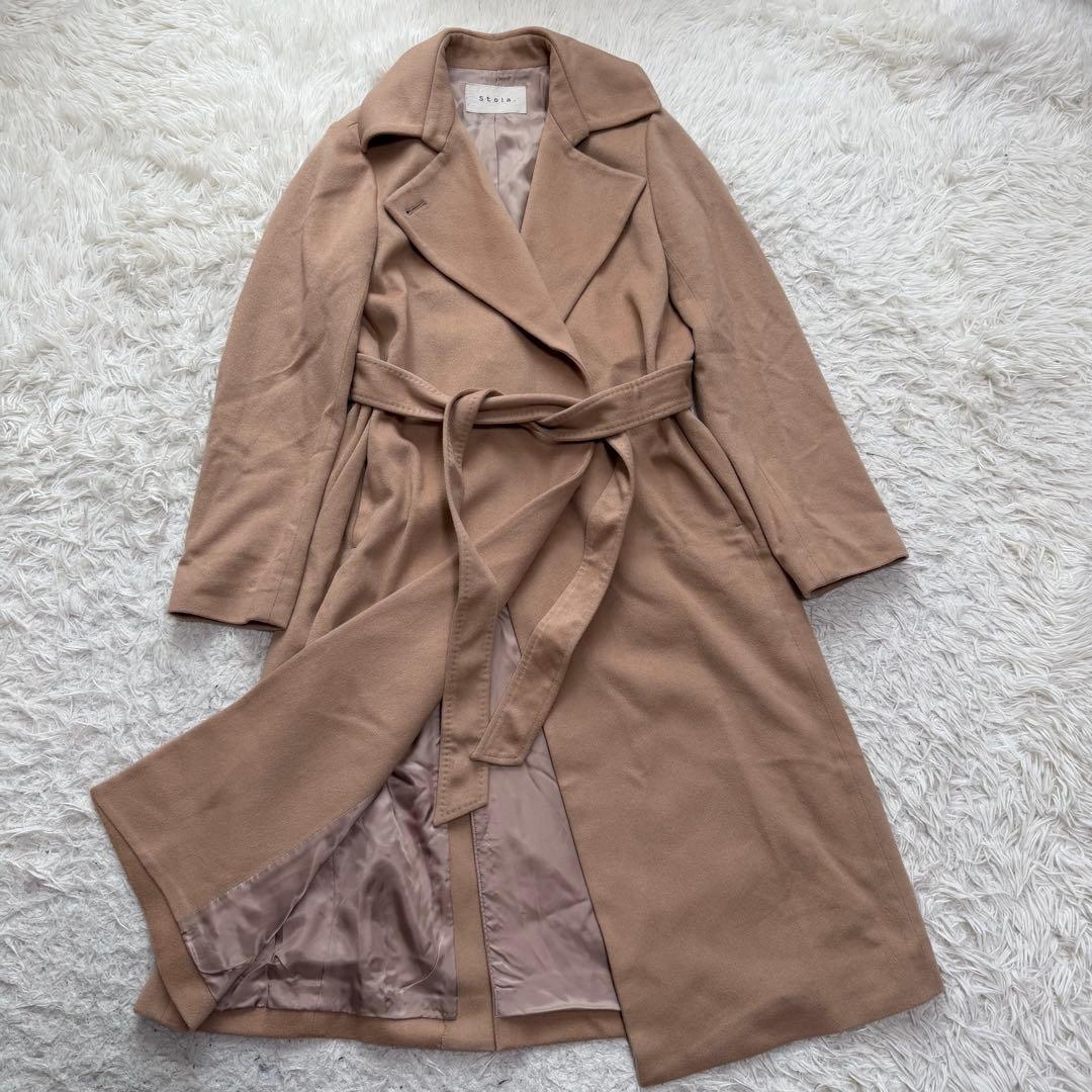 極美品カシミヤ100% stola. ベルテッドコート　女優襟　イタリア製