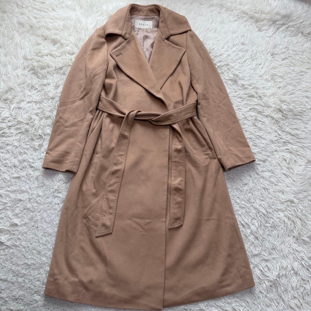 極美品カシミヤ100% stola. ベルテッドコート　女優襟　イタリア製