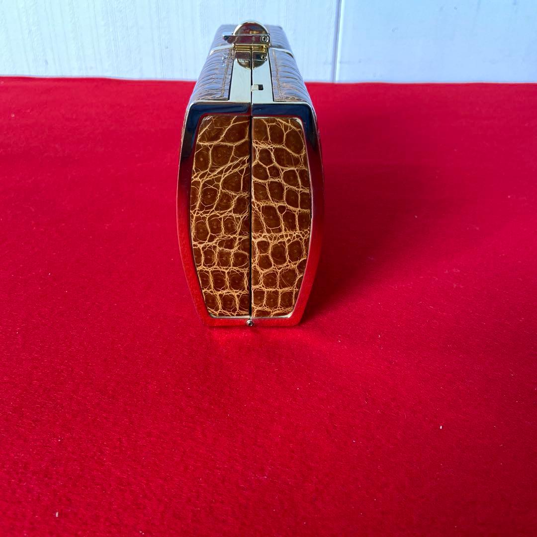 クロコダイル アクセサリーポーチ チェーンショルダー　e1212-E