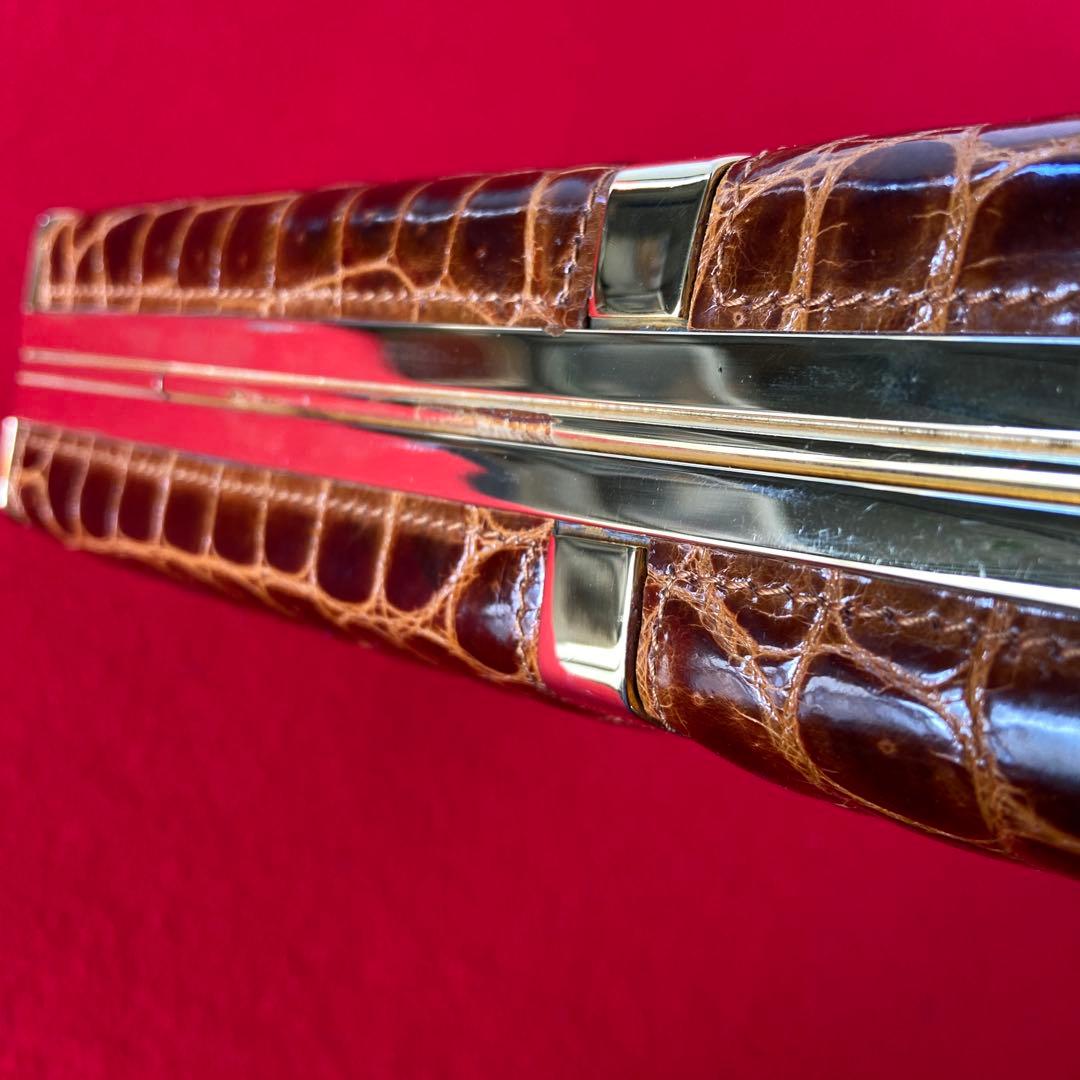 クロコダイル アクセサリーポーチ チェーンショルダー　e1212-E