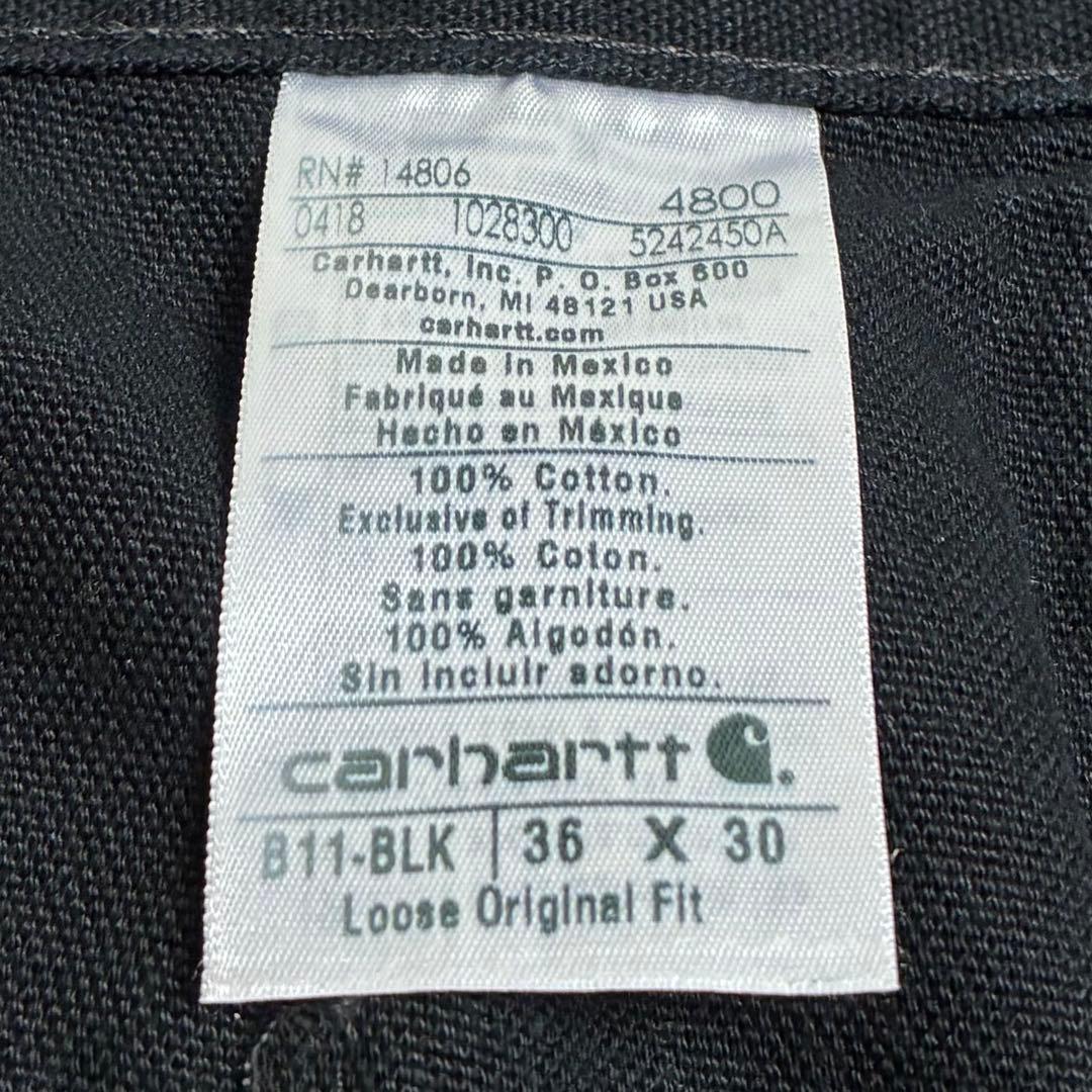 【美品】カーハート/B11/ウォッシュドコットンダックペインターパンツ/ブラック