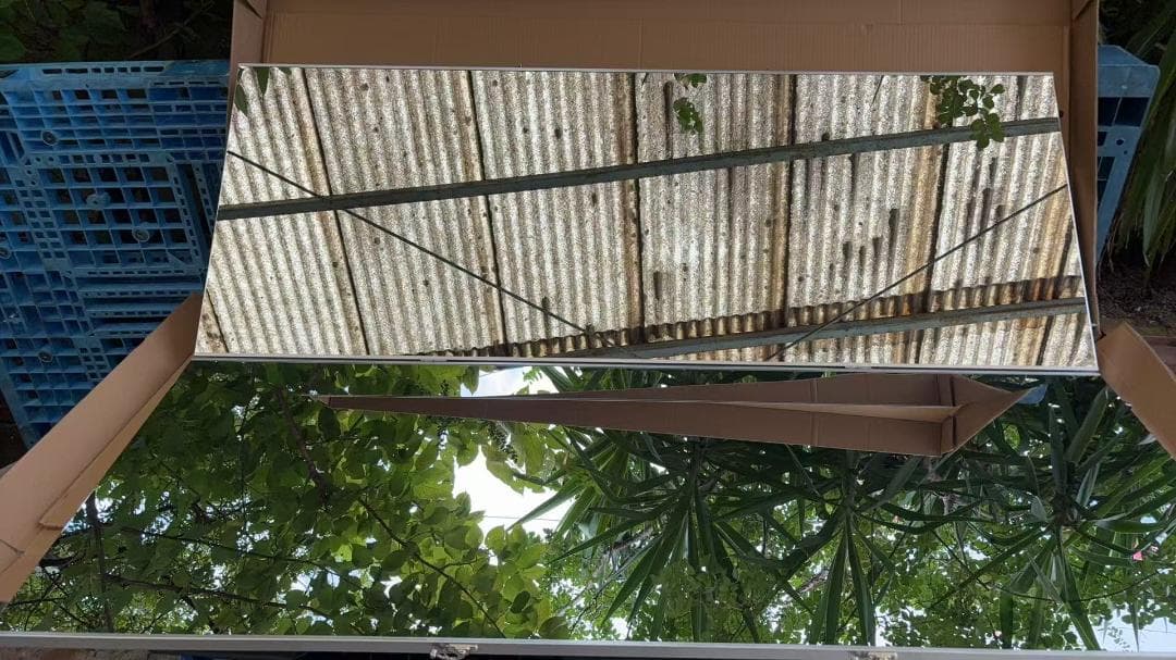 【中古】折り畳み 割れない鏡 ダンスミラー 60cmx2枚 銀 5番