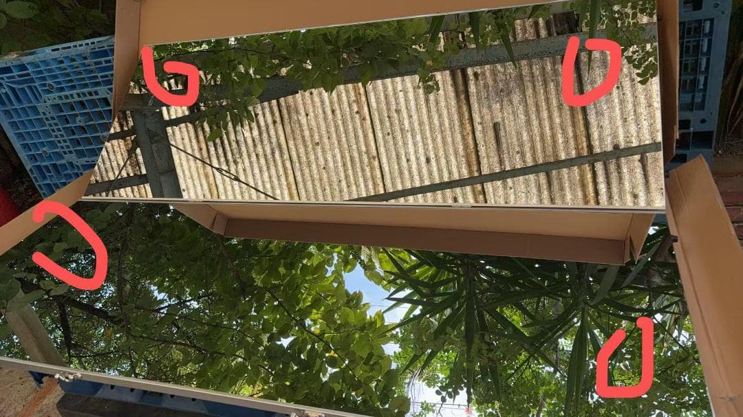 【中古】折り畳み 割れない鏡 ダンスミラー 60cmx2枚 銀 5番