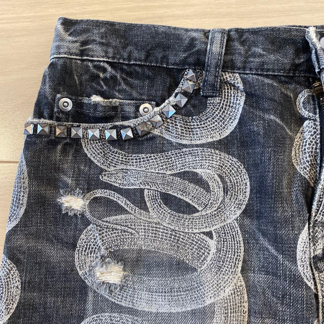 ヒステリックブルー　ヒステリック　デニム　マイクロミニスカート　スネーク柄　M