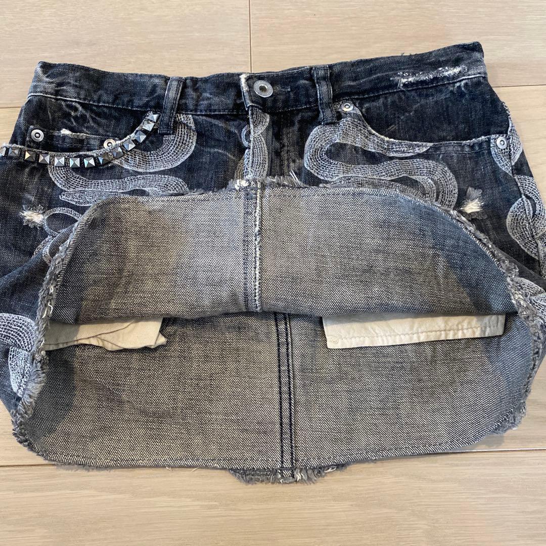 ヒステリックブルー　ヒステリック　デニム　マイクロミニスカート　スネーク柄　M