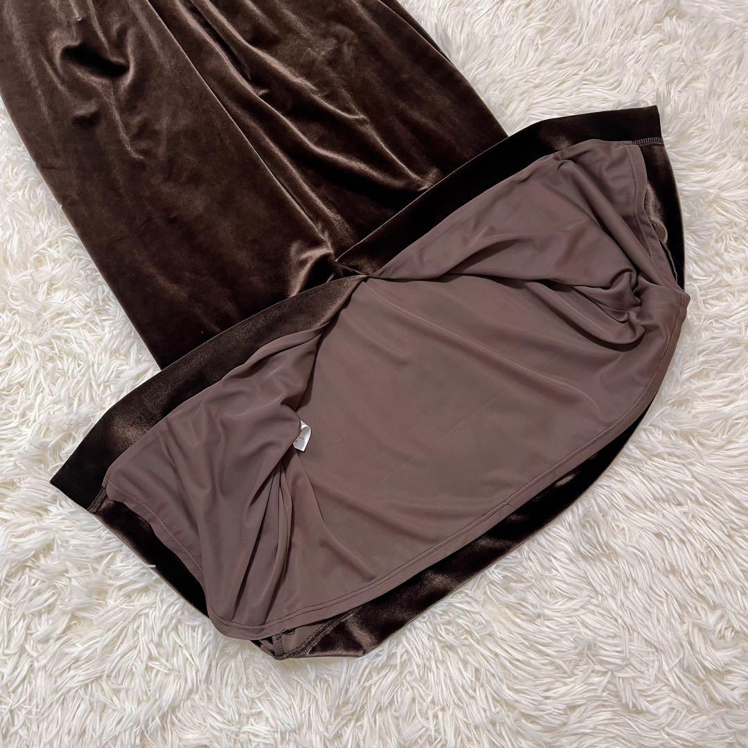 【極美品】SNIDEL シアードッキングベロアドレス　ブラウン サイズ0