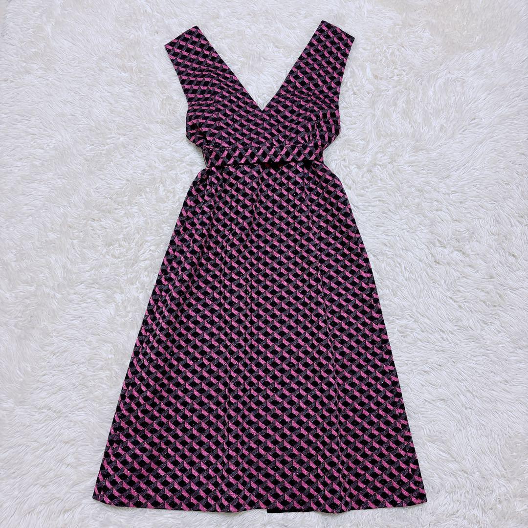 グレースコンチネンタル　キカジャガードラメドレス　ワンピース　ピンク