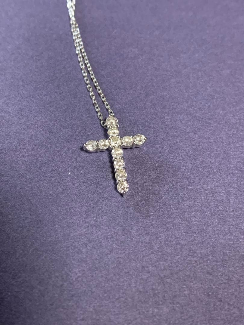 K18WG クロス型　ネックレス