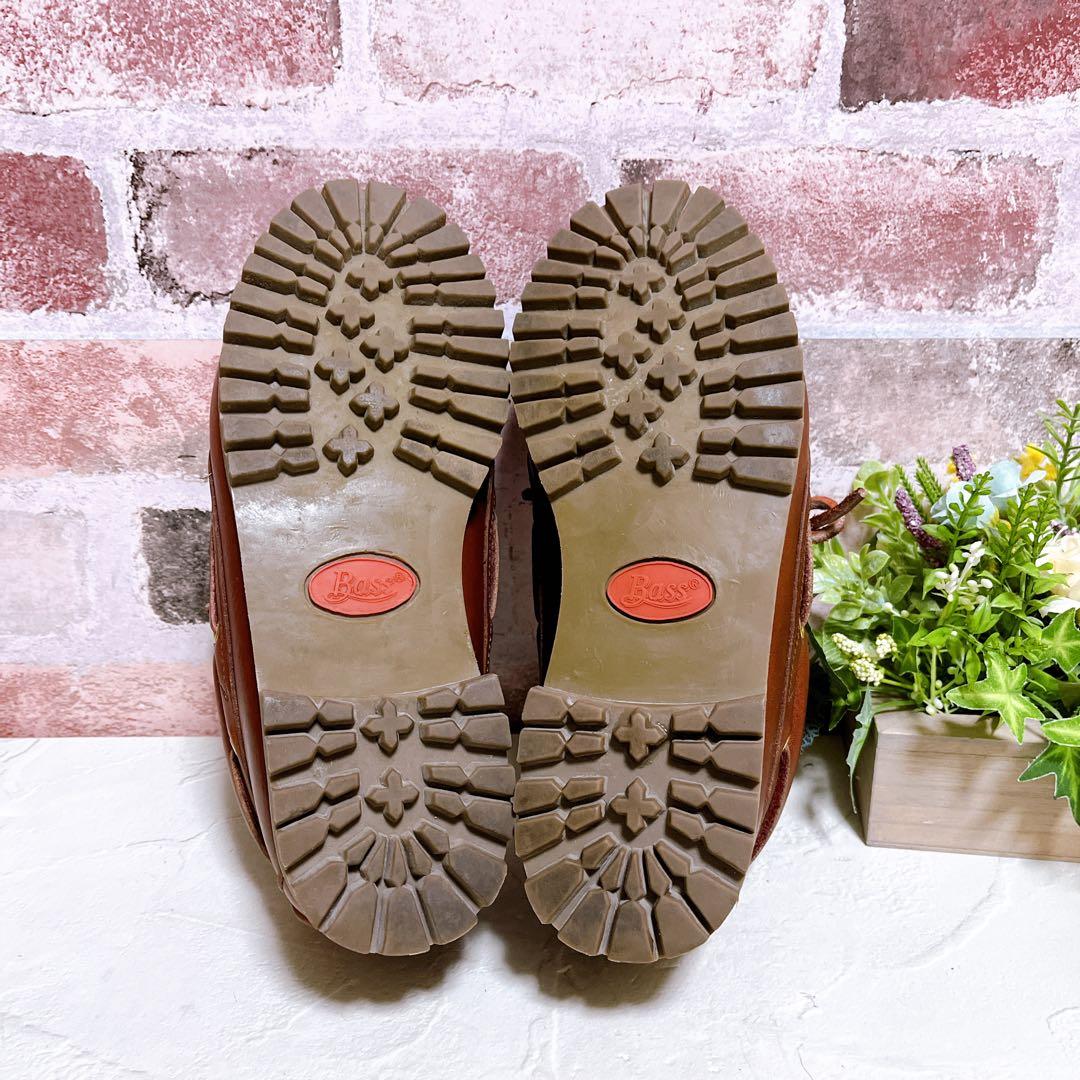 【ジーエイチバス】デッキシューズ 3アイレット 本革 7.5 茶 美品 TAN