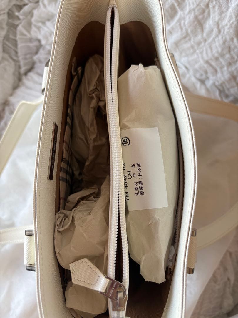 BURBERRY LONDON トートバッグ 白 レザー