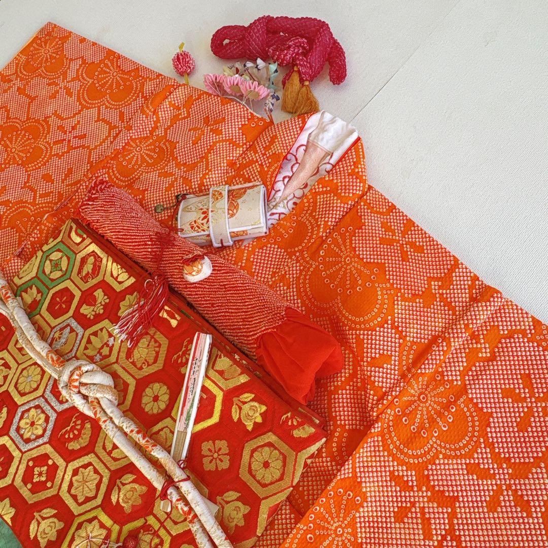 七五三セット　7歳女の子　化繊　総しぼり柄　豪華刺繍　52337