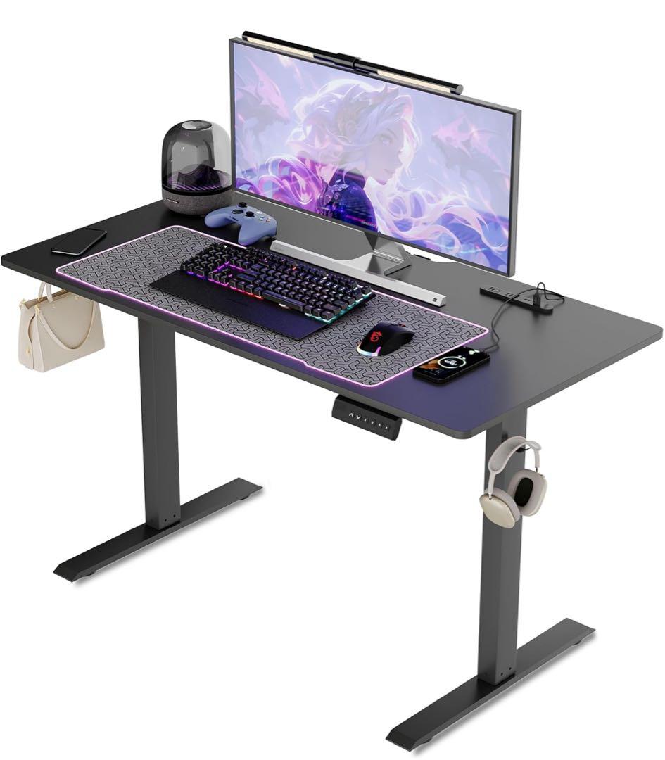 128.電動昇降デスク ゲーミングデスク 電動　120×60 勉強机 ブラック