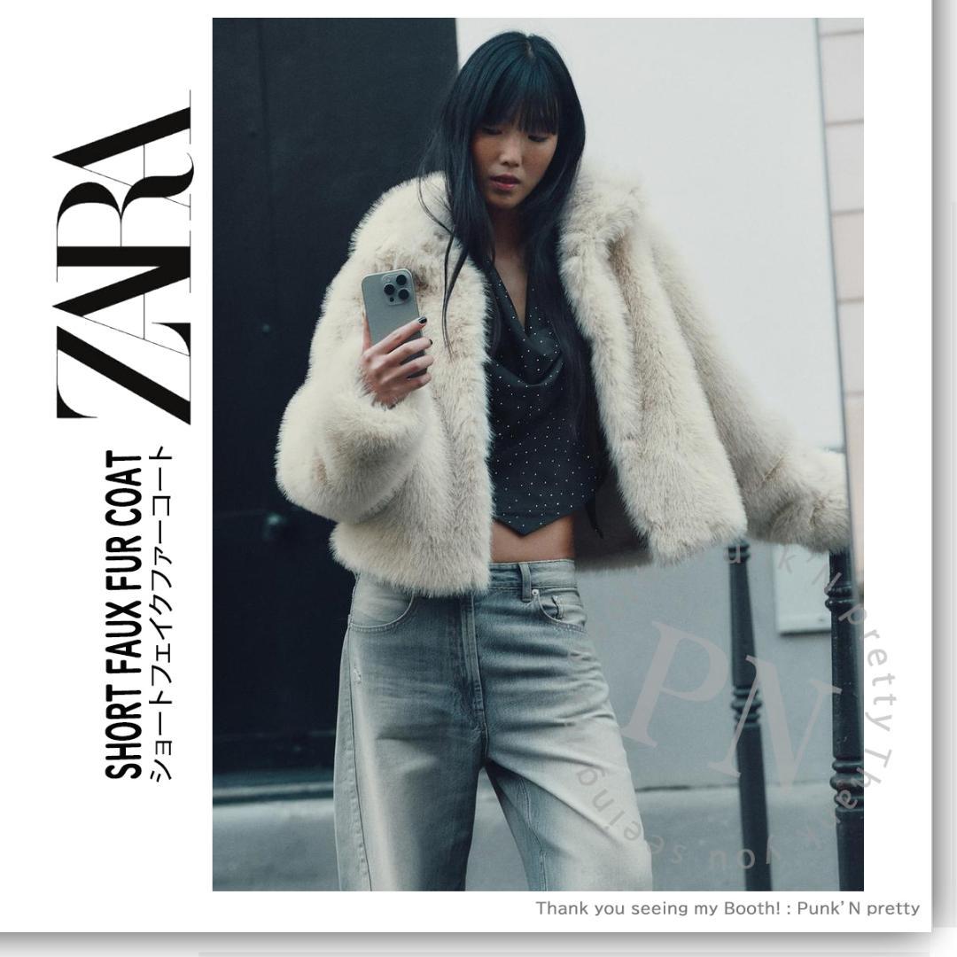 〇タグ付き 新品 ZARA ショート フェイクファー ジャケット コート M〇