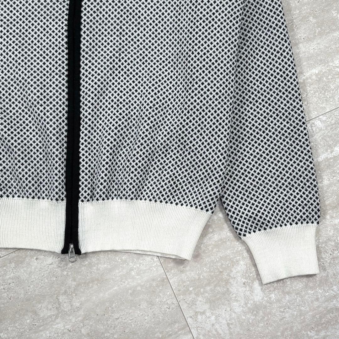 【タイトリスト】ニットブルゾン　セーター　黒x白x赤　裏地蓄熱　ダブルジップ