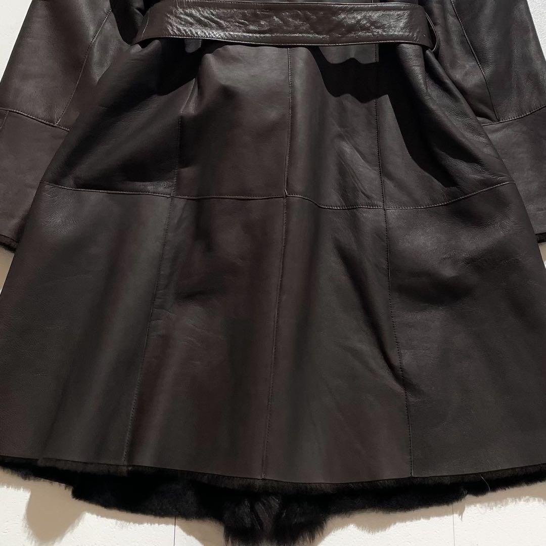 極上の逸品✨ラムレザームートン × フォックスファー ベルテッドコート42