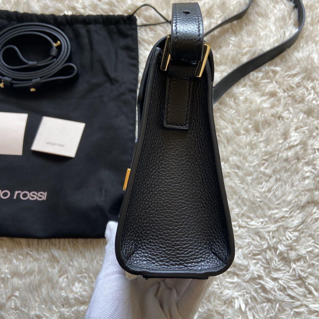 極美品　現行セルジオロッシ sr1 メッセンジャーバッグ　ブラック　金プレート