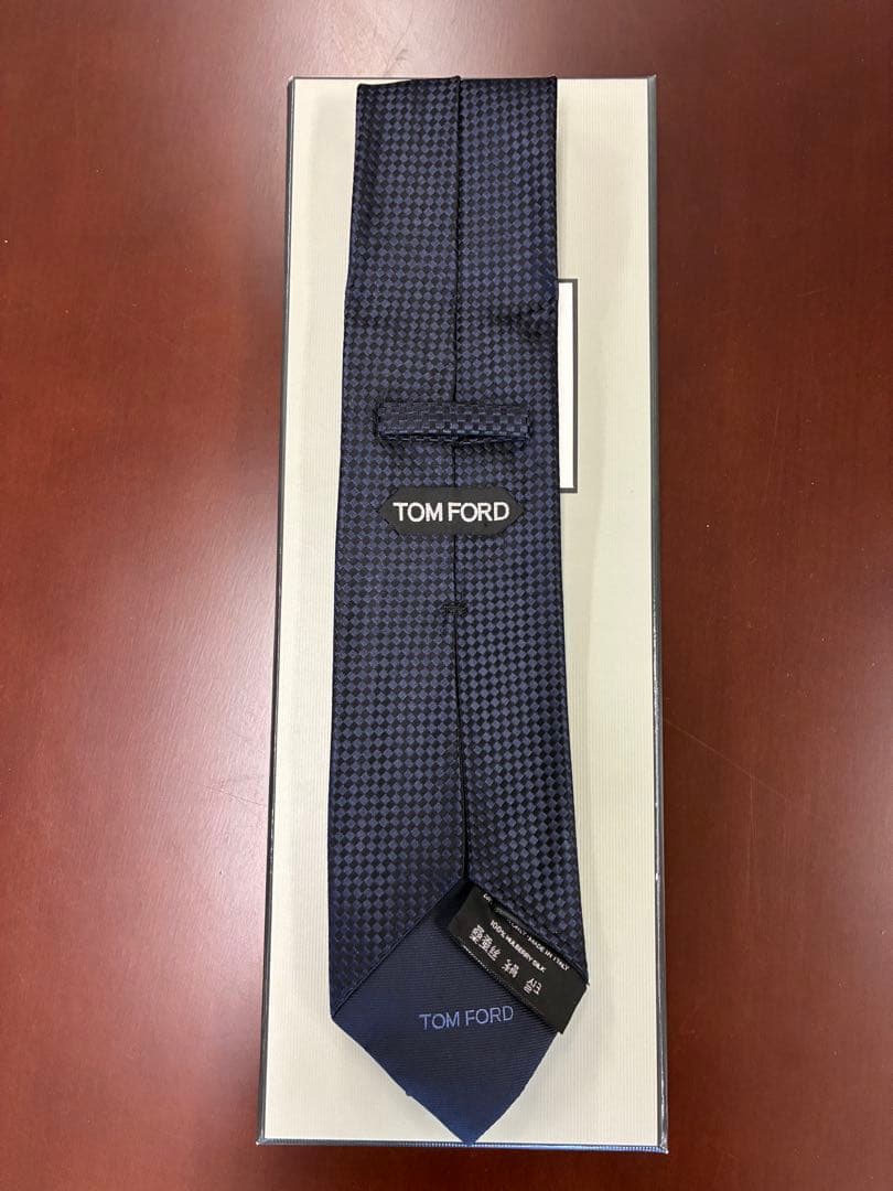 TOM FORD ネイビー チェック柄 ネクタイ