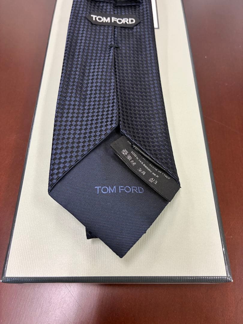 TOM FORD ネイビー チェック柄 ネクタイ