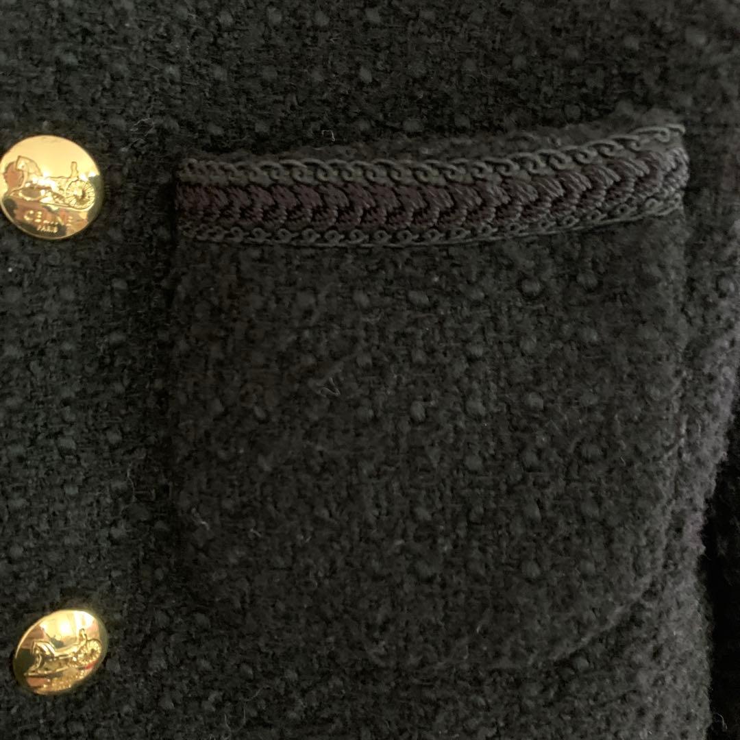 CELINE ブラック ノーカラージャケット