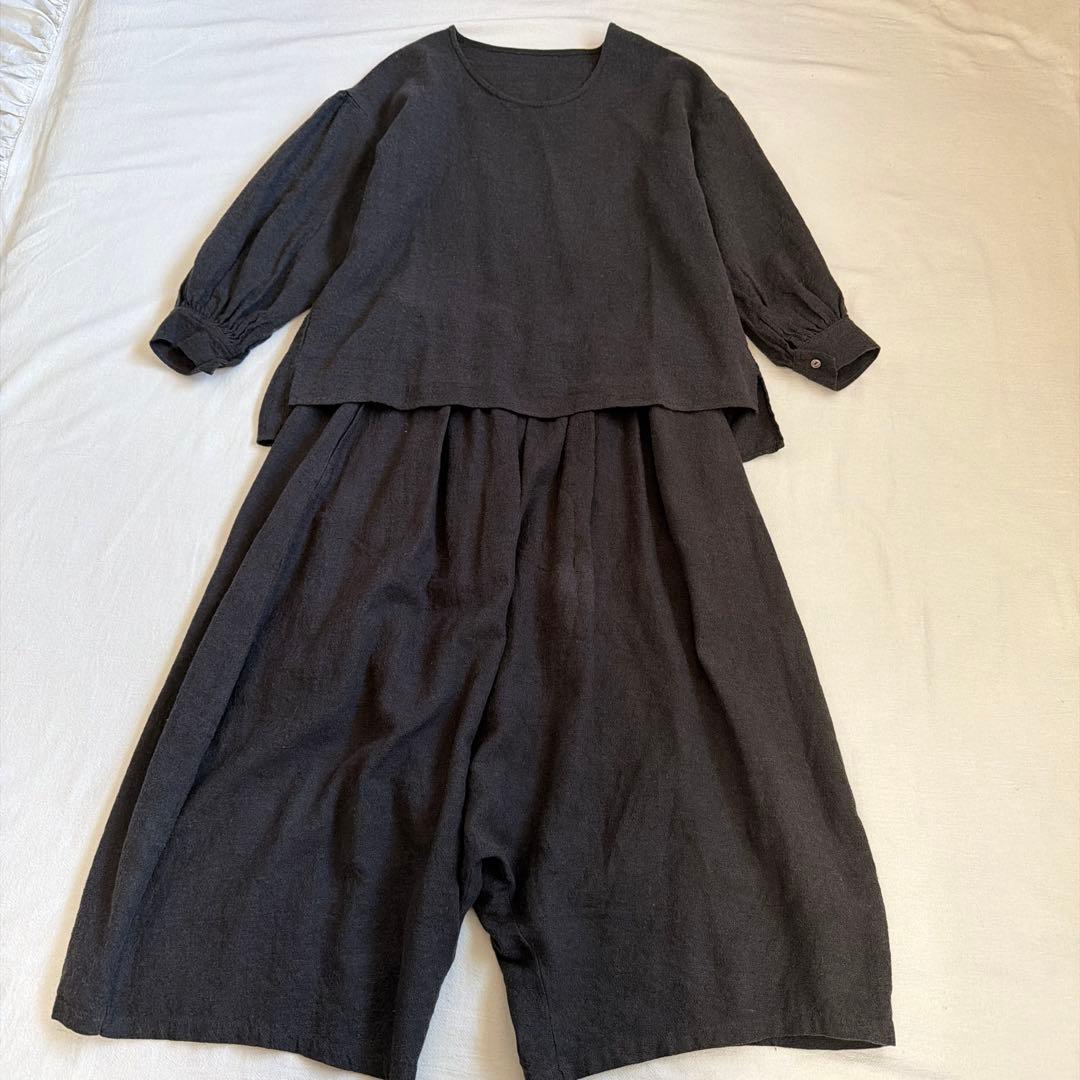 ネストローブnest robeリネンウール✨ダークグレー✨サルエルパンツ