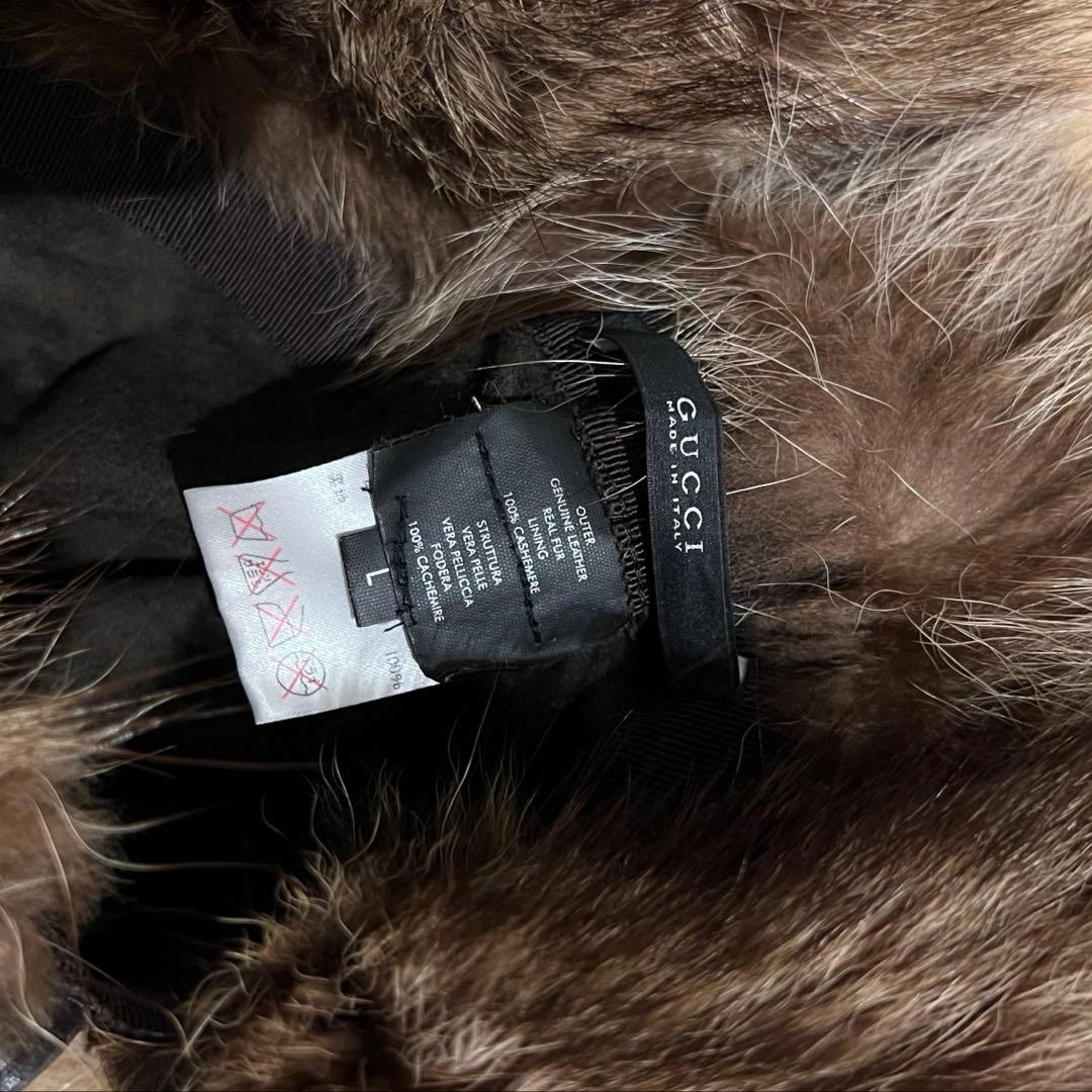 GUCCI ラクーン　カシミヤ　帽子　フライトキャップ