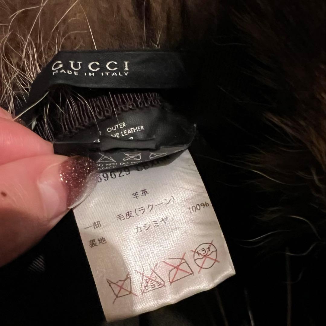 GUCCI ラクーン　カシミヤ　帽子　フライトキャップ