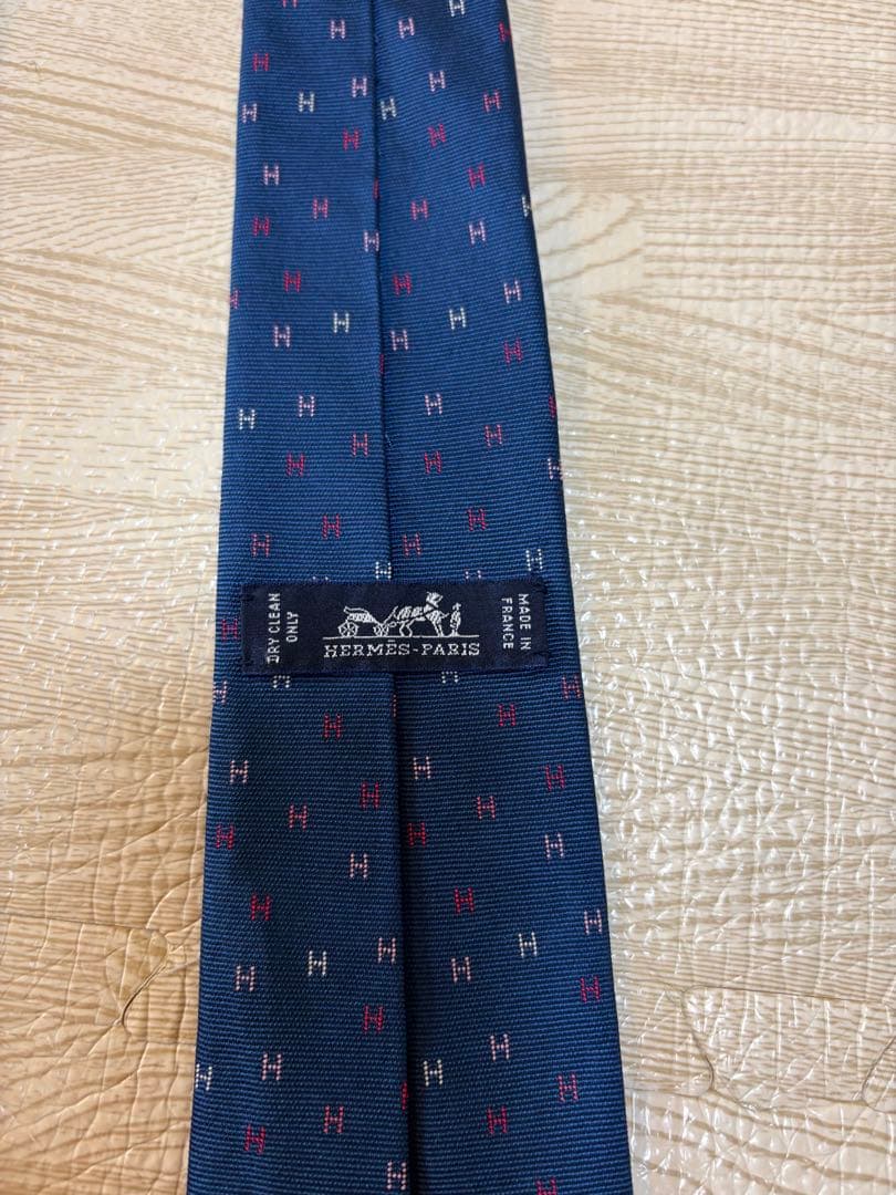 HERMES ネクタイ ブルー ショッパー付き